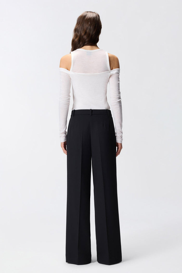 Pantalone palazzo a vita alta in tessuto fluido-5