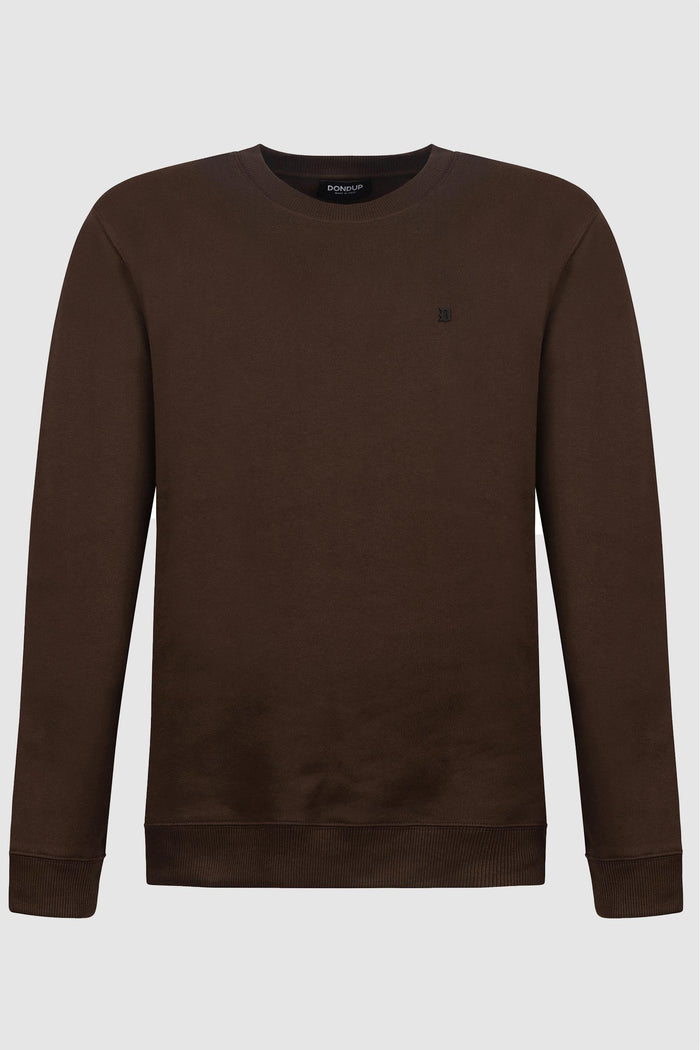 Felpa Girocollo in Cotone con Logo Ricamato
