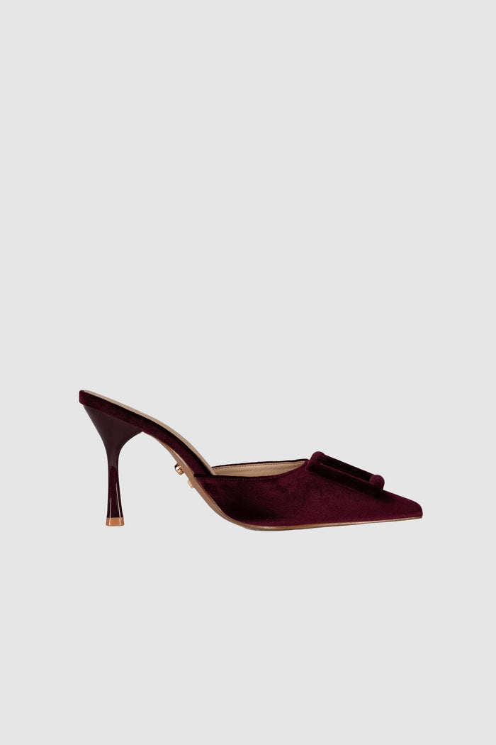 Mules in Velluto Bordeaux con Fibbia