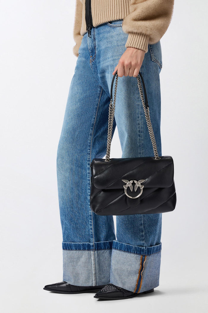 Borsa a tracolla media Love Bag Puff in nappa trapuntata con catena-9
