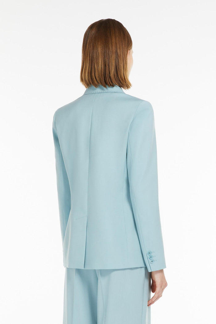Nervoso blazer doppiopetto in tela di lana stretch-4