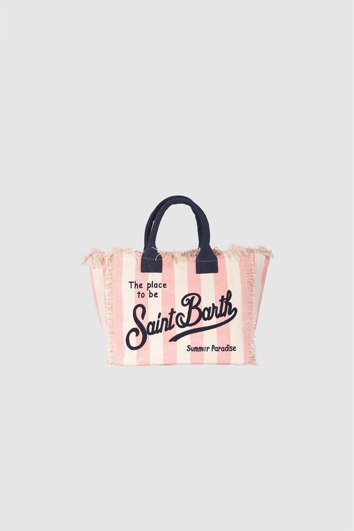 Borsa Shopper Rigata Rosa-1