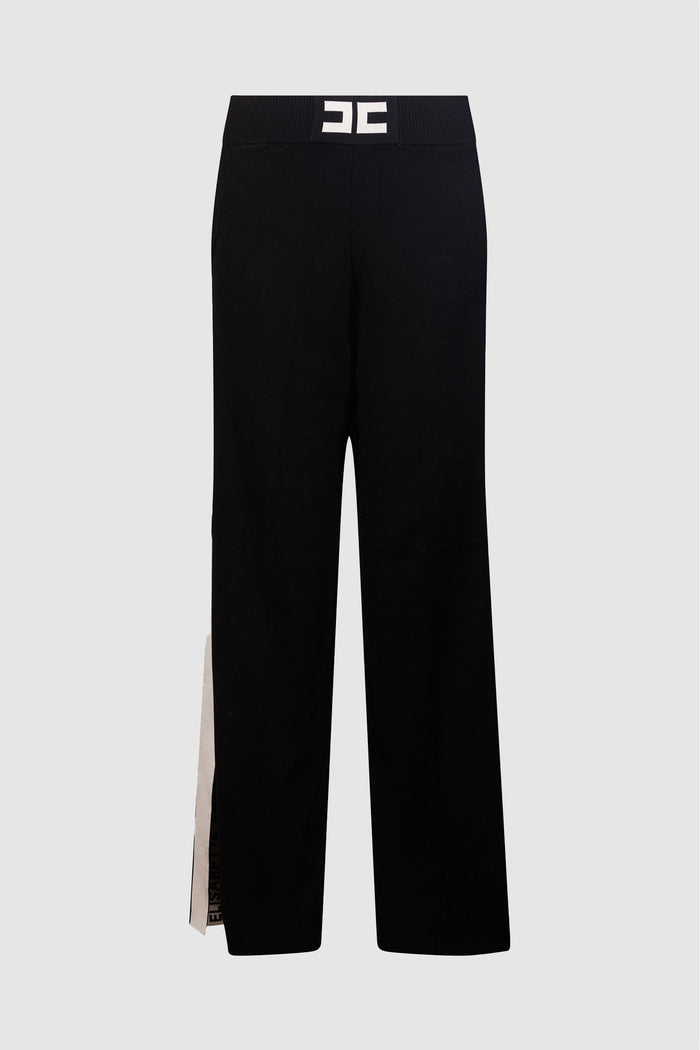 Pantaloni neri con cintura con logo