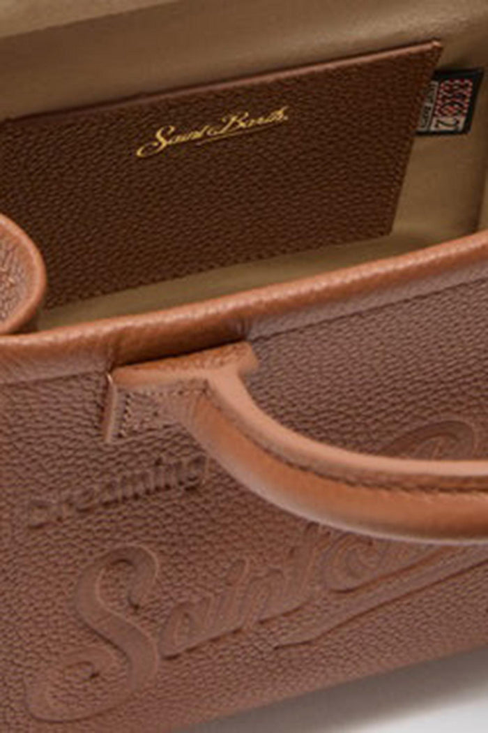 <BR/>Borsa a spalla Vanity Bag Mini in pelle martellata cammello-4