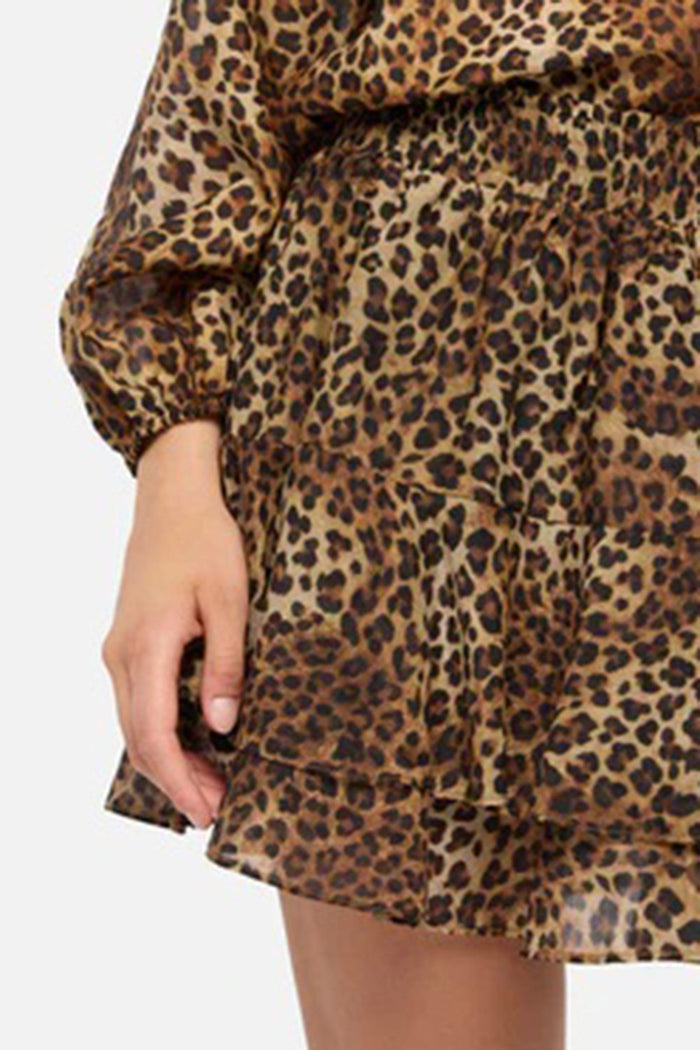 Eivissa mini gonna in voile di seta con stampa animalier-2