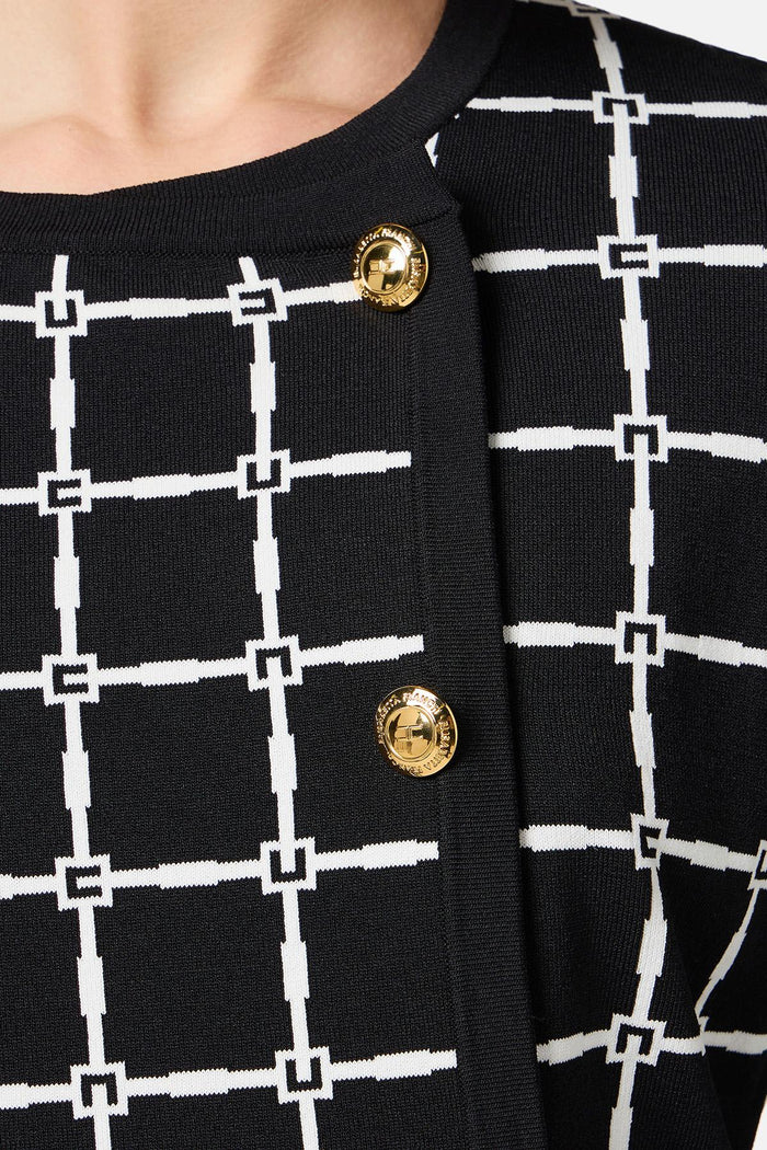 Cardigan in jacquard logo con bottoni dorati-5
