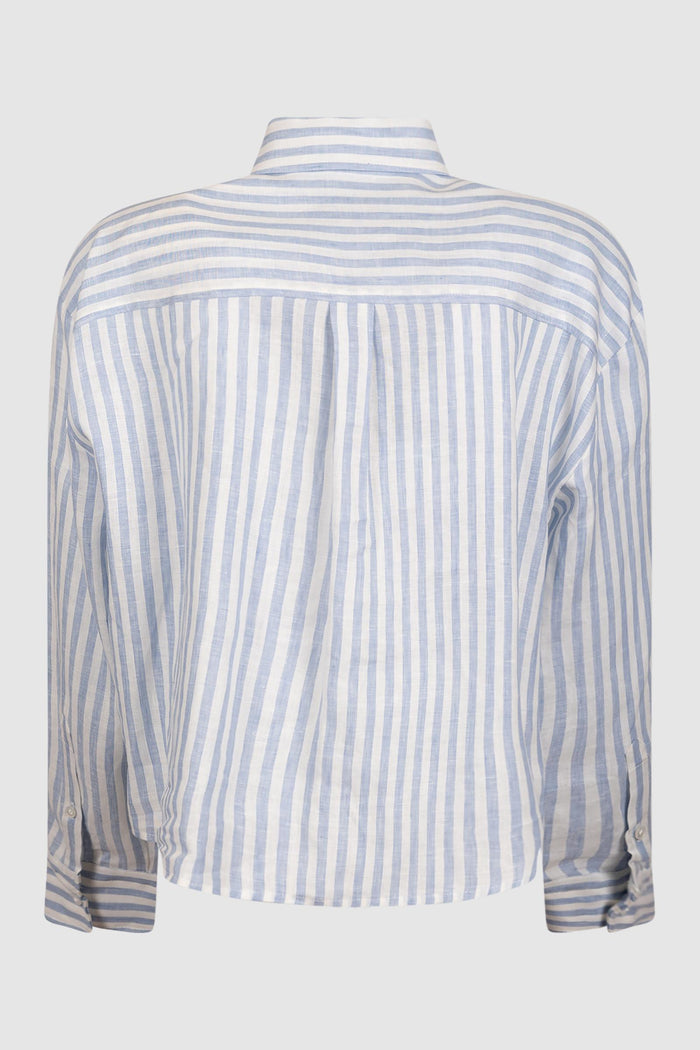 Camicia in Oxford di cotone a righe - Azzurro-2