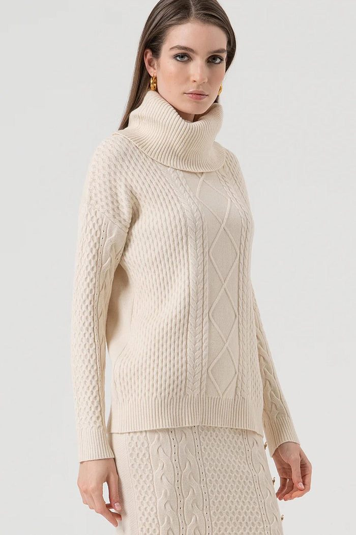 Maglia loose fit con punto treccia-3