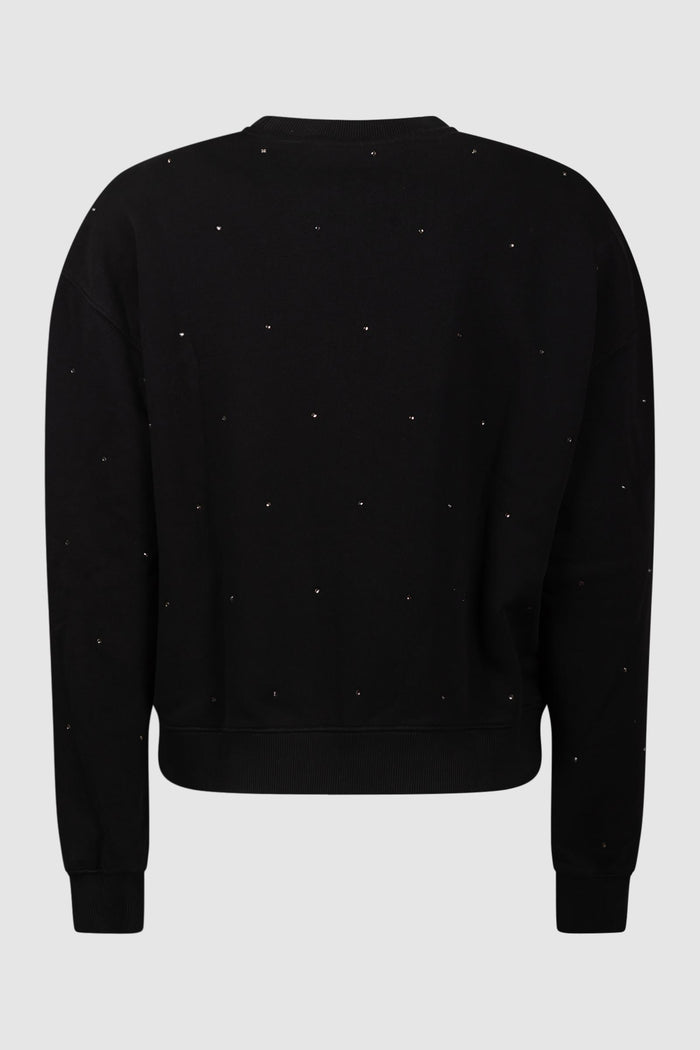 Felpa Girocollo Nera con Strass-2