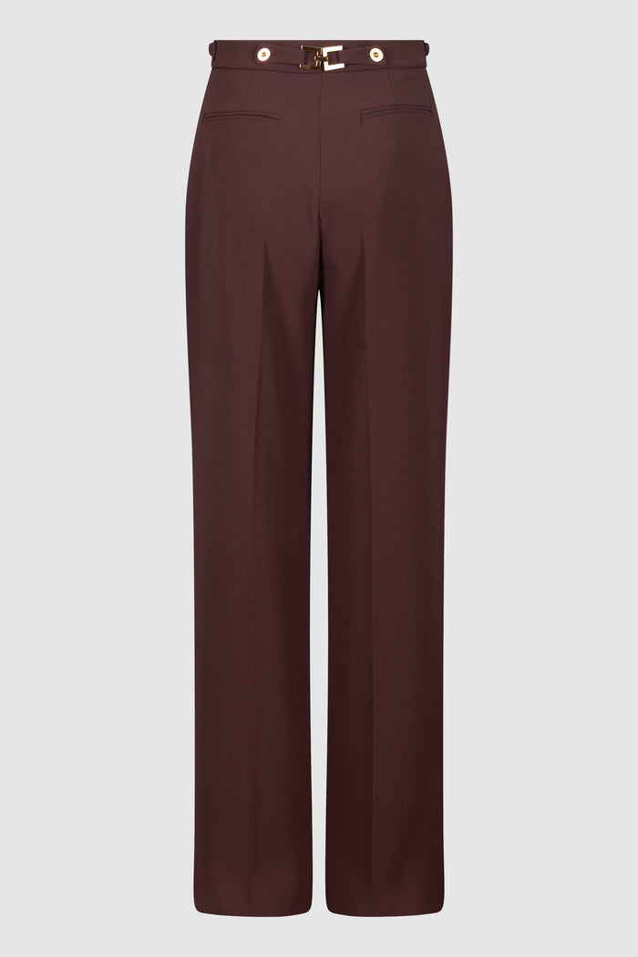 Pantaloni a vita alta con pinces e bottoni dorati-2