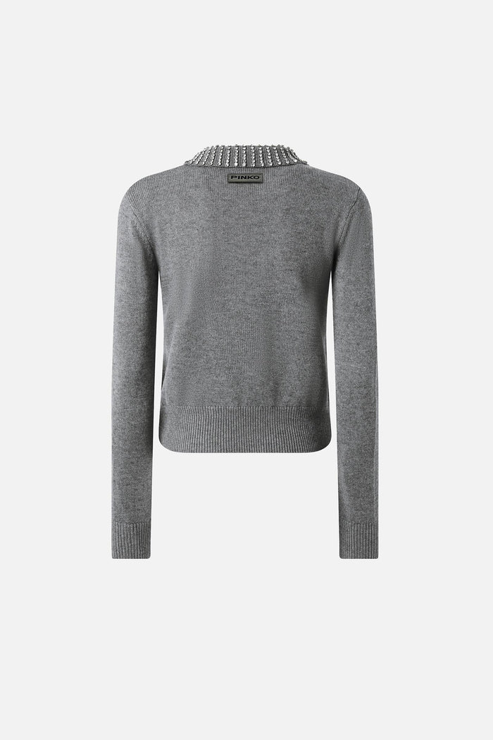 Maglia con colletto e strass-3