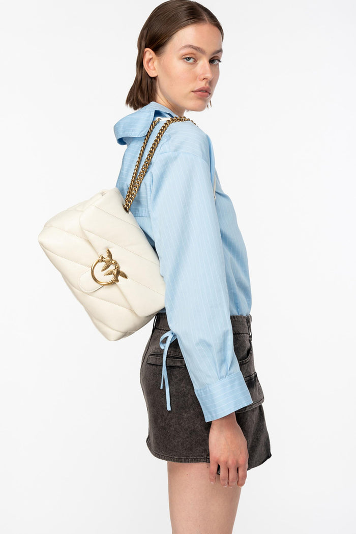 Borsa a tracolla media Love Bag Puff in nappa trapuntata con catena-5
