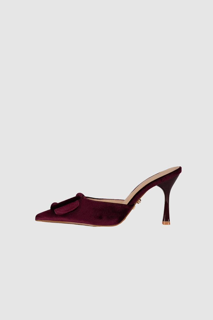 Mules in Velluto Bordeaux con Fibbia-2