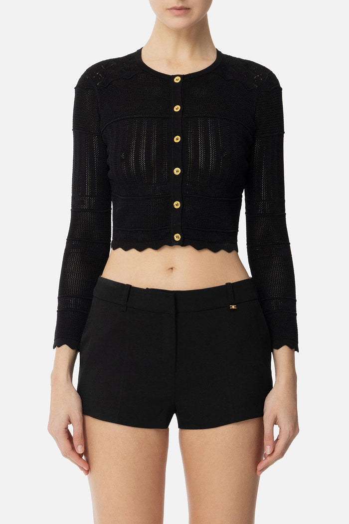 Cardigan in maglia con ricami à jour