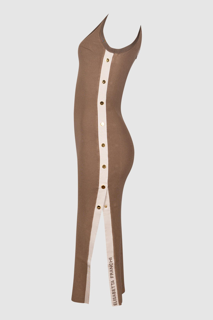 Abito in maglia con bande in viscosa lucida-3