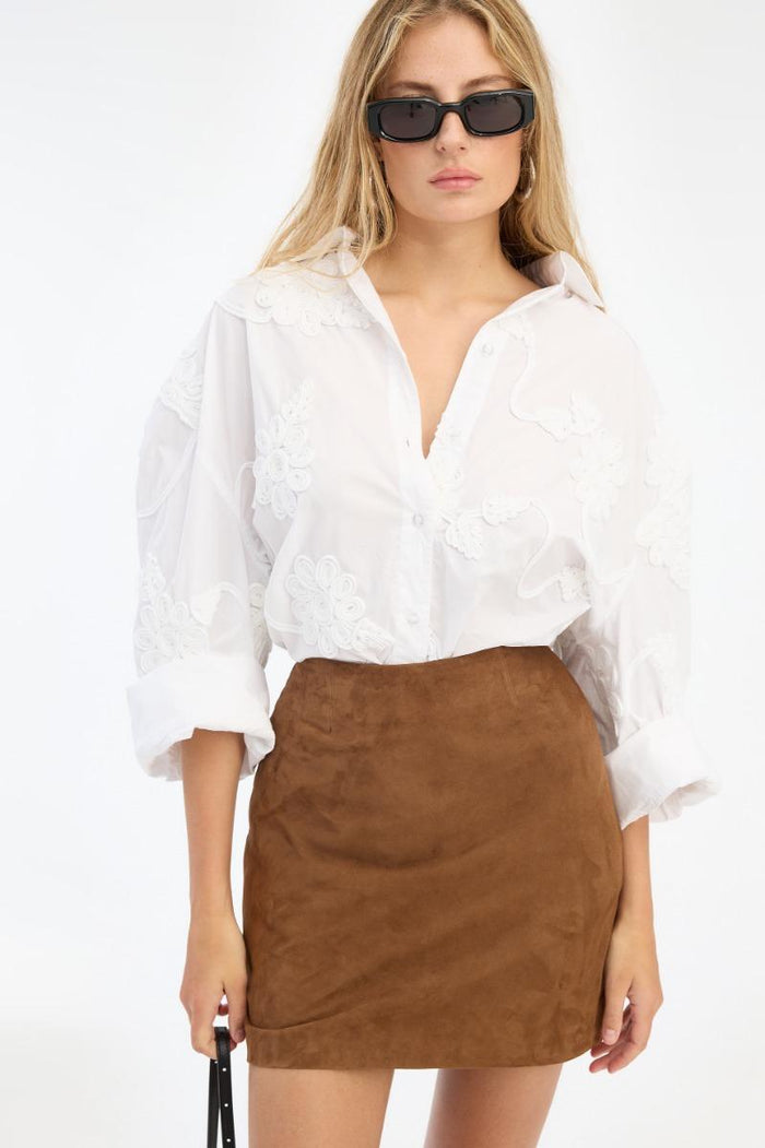 Camicia oversize a fiori bianca-4