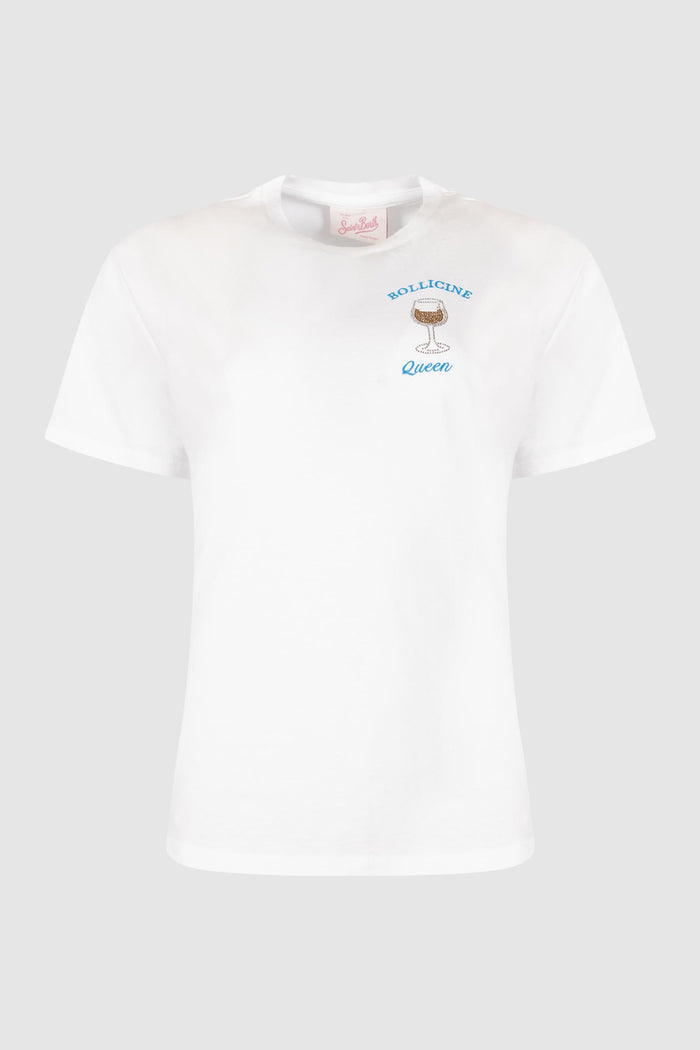 T-shirt lineare con dettaglio a fantasia-1