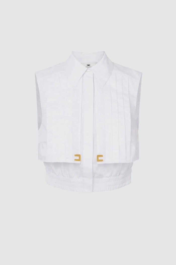 Camicia cropped in popeline con mantellina-1