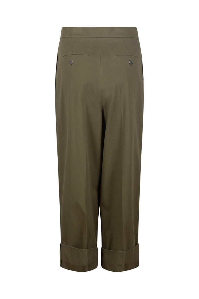 Pantaloni cropped in gabardine di cotone-3