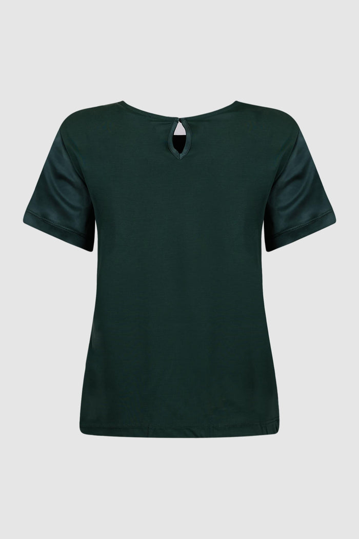 T-shirt girocollo in raso - Verde-2