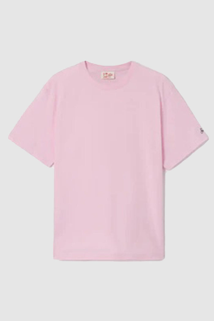 T-shirt Dover rosa in cotone con ricamo logo