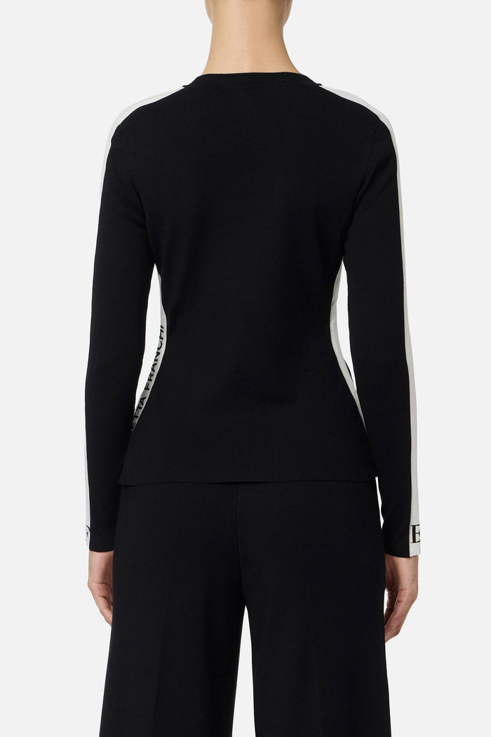Maglia in viscosa con bande lucide-4