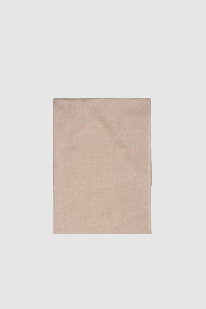 Foulard in Lana e Seta Beige con Logo Ricamato-2