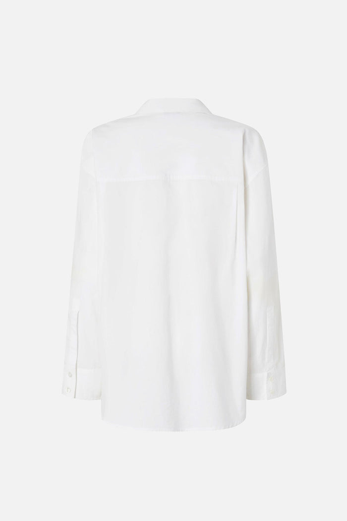 Camicia bianca scollo a V con strass-2