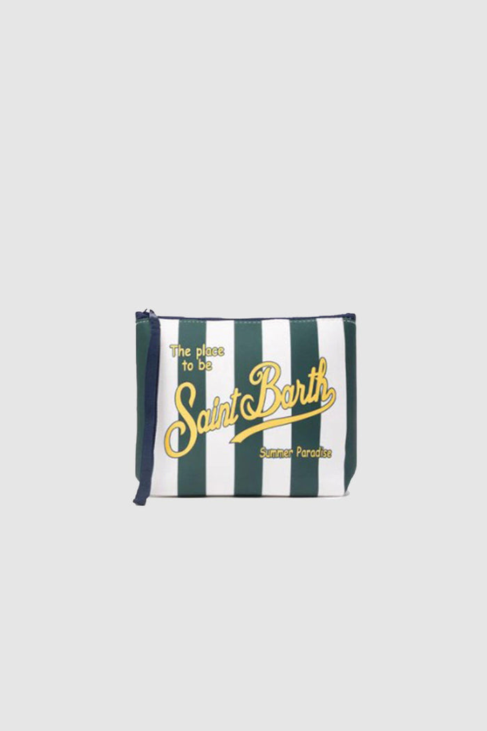 Pochette Aline in scuba con stampa a righe verdi-1
