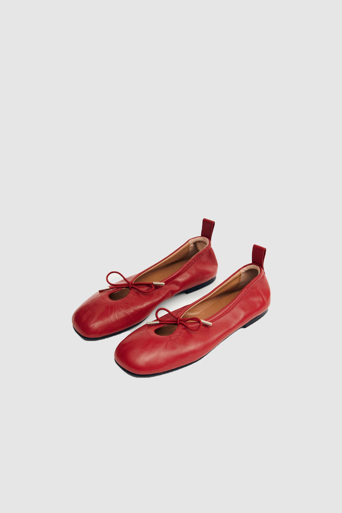 Rosalind Ballerine in Pelle Rossa-3