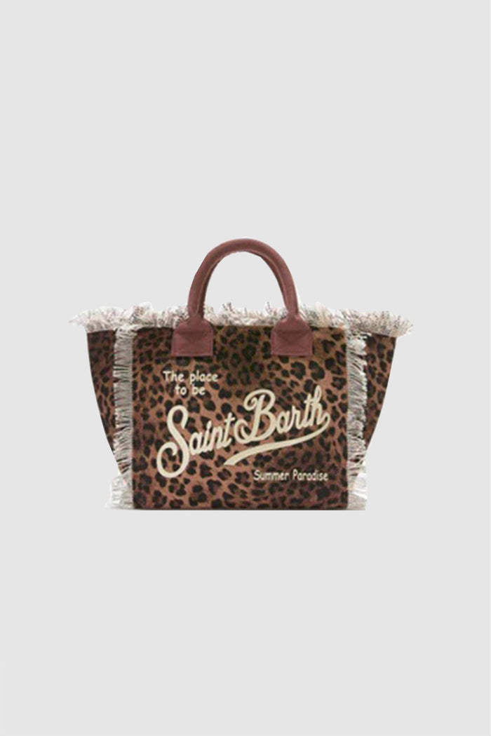 Borsa Colette in canvas con fantasia leopardata