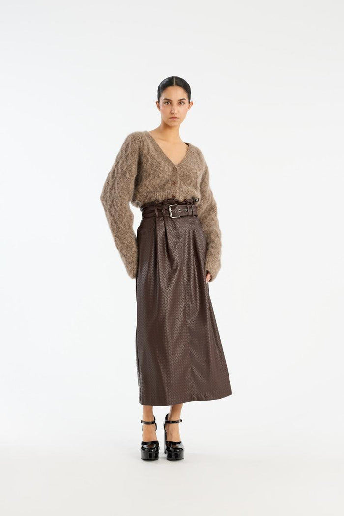 Cardigan in maglia soffice marrone-6