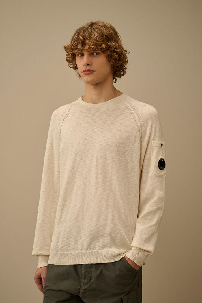 Maglione girocollo in cotone/nylon con lenti raglan-2