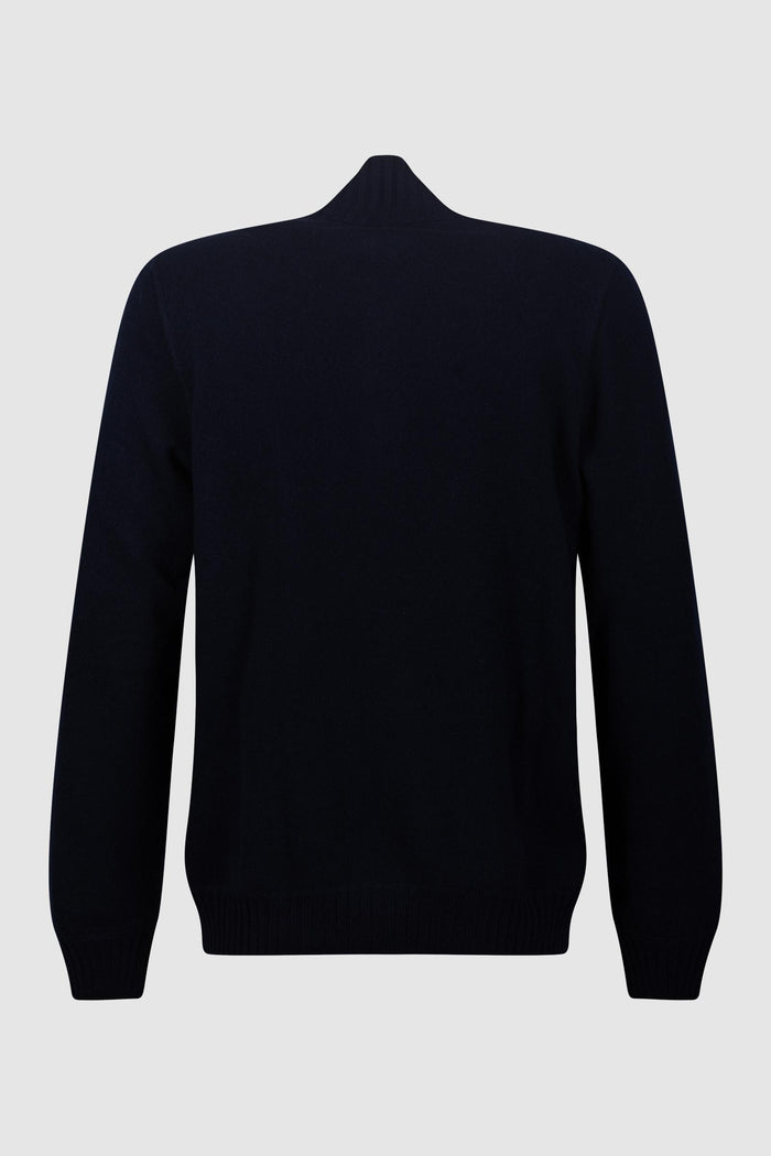 Cardigan in Lana Merino Blu Navy-2