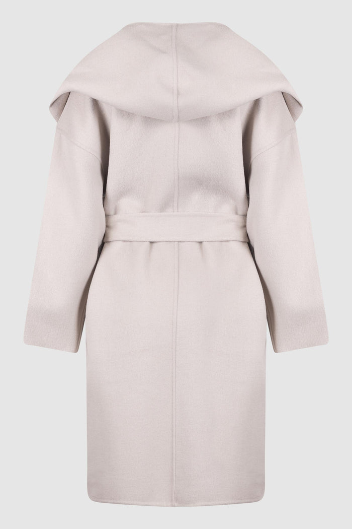 Cappotto con cappuccio e cintura in lana-2