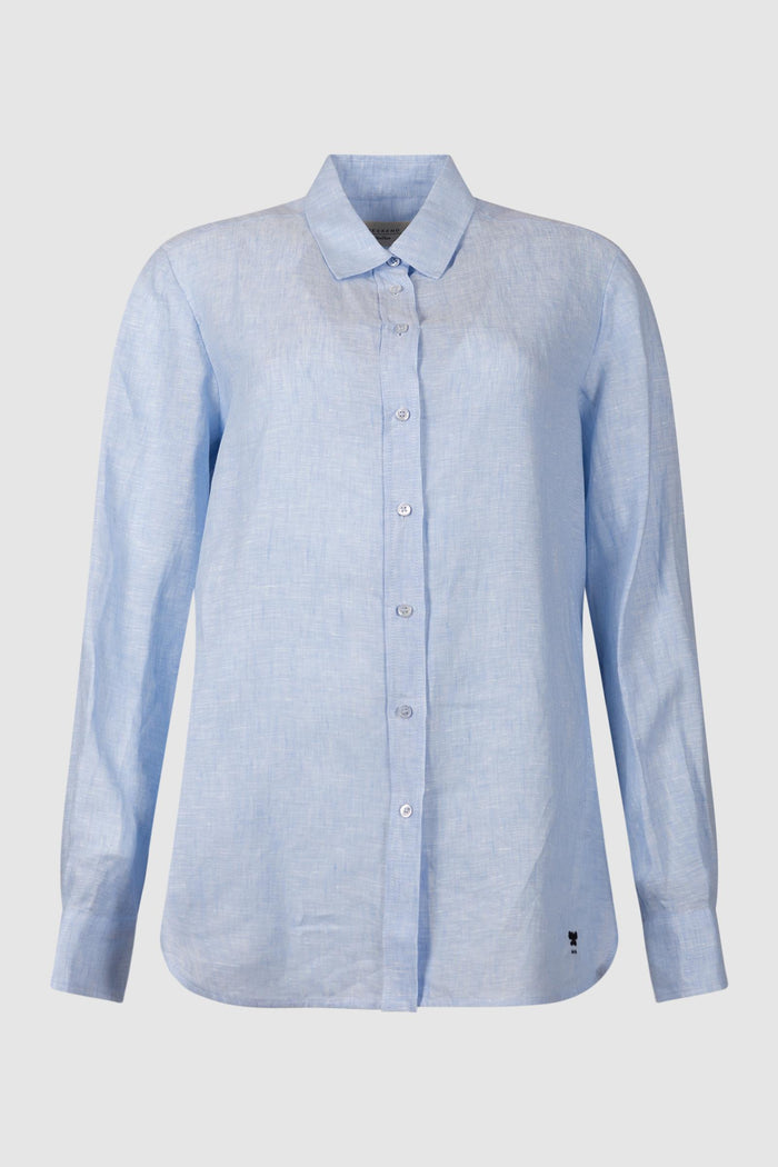 Camicia in tela di lino - Cielo