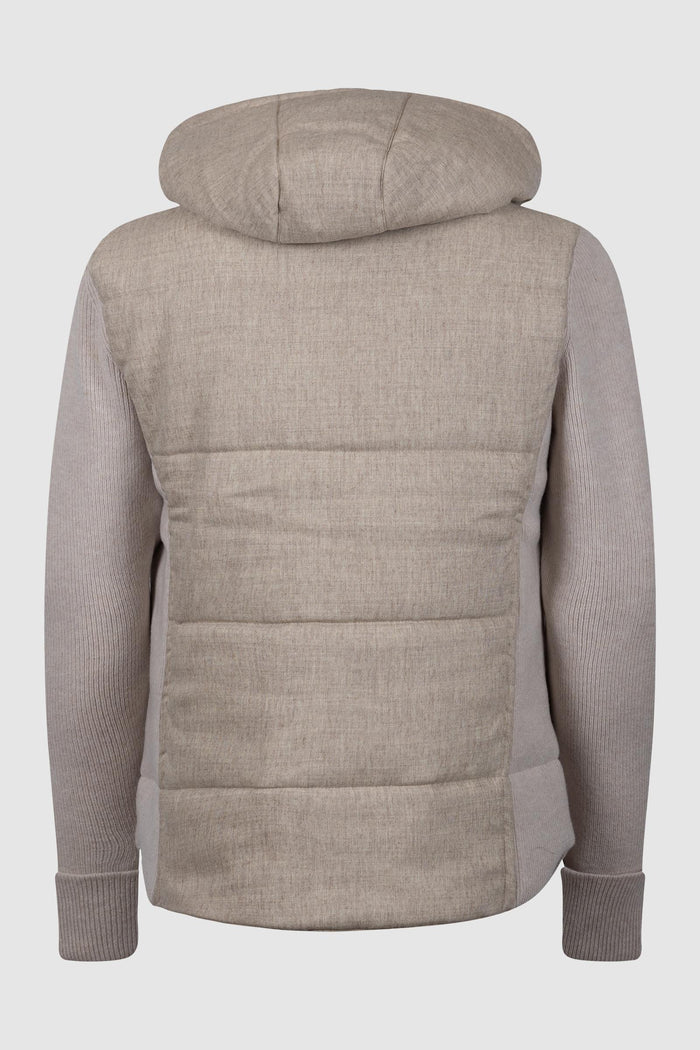 Giubbotto Ibrido in Lana e Nylon Beige-2