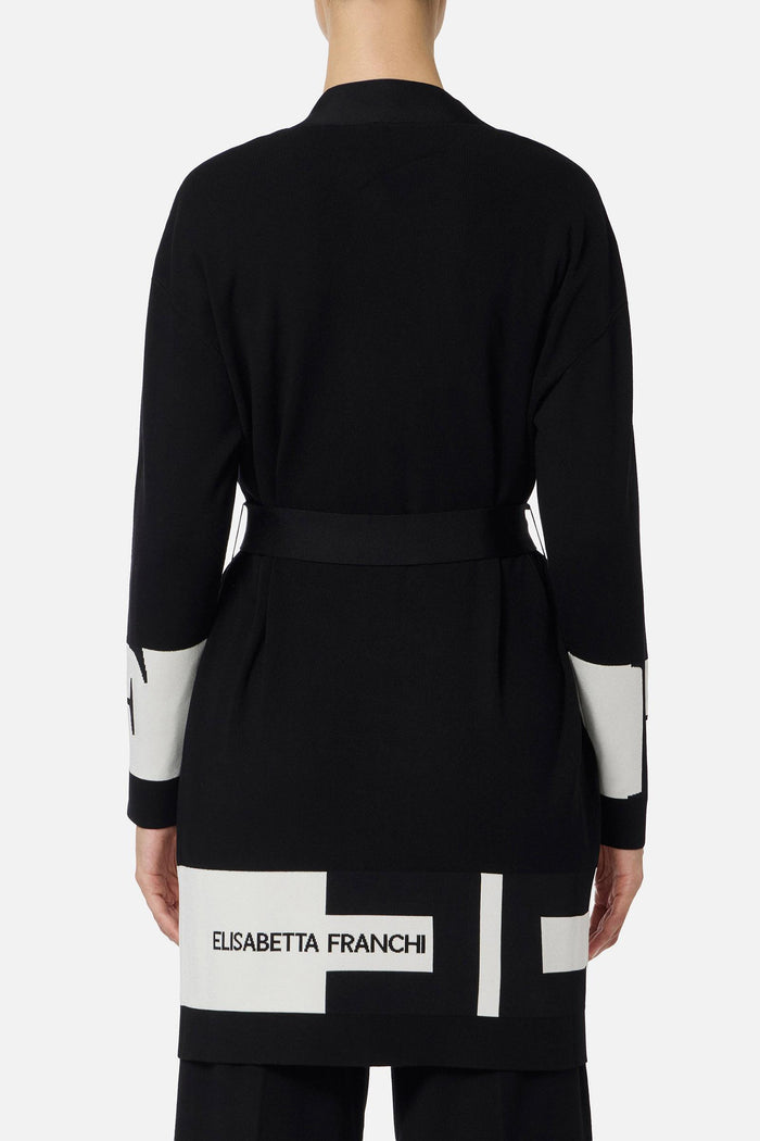 Cardigan in viscosa con bande lucide-4