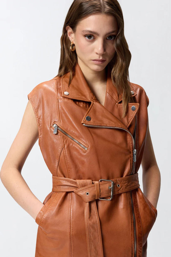 Gilet stile biker in pelle-3