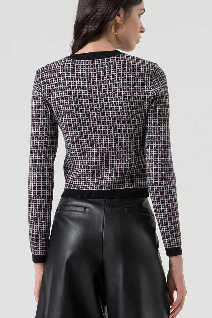 Cardigan slim con jacquard geometrico-2