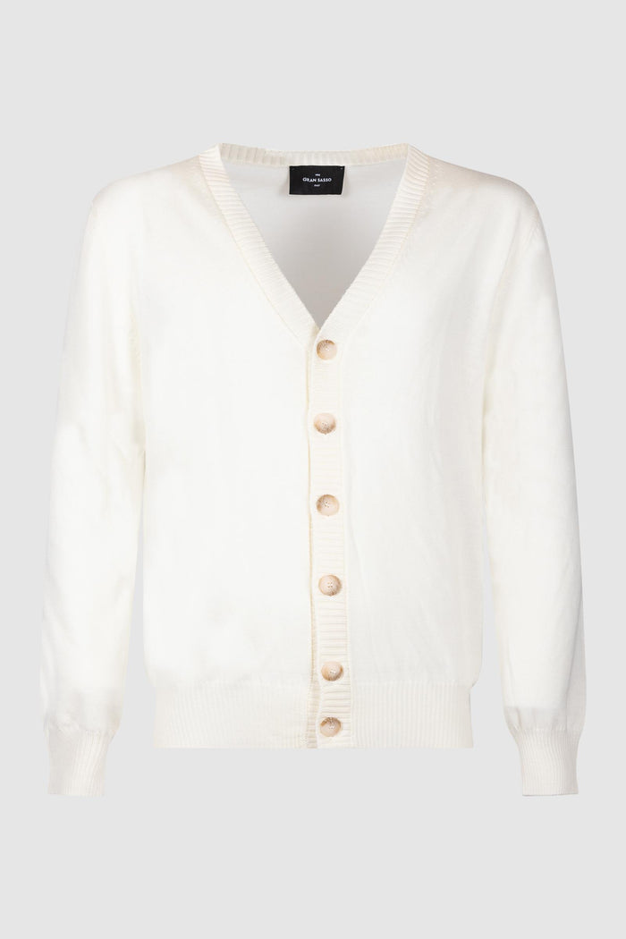 Cardigan bianco in maglia con bottoni