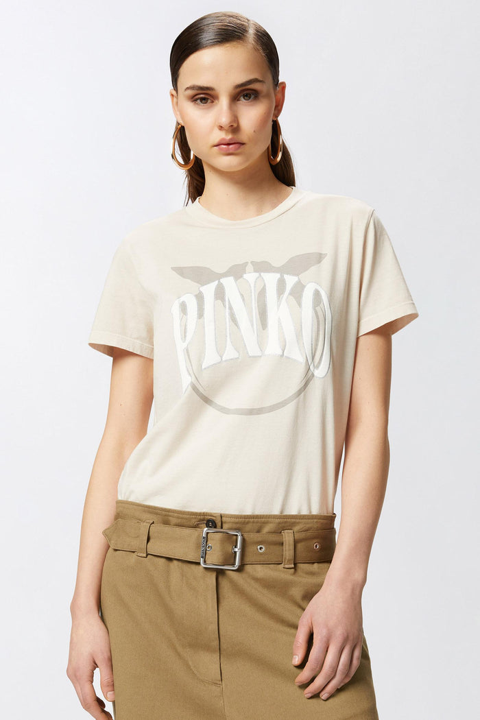 T-shirt logo PINKO e uccellini-2