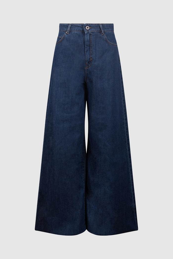 Jeans larghi in denim con logo