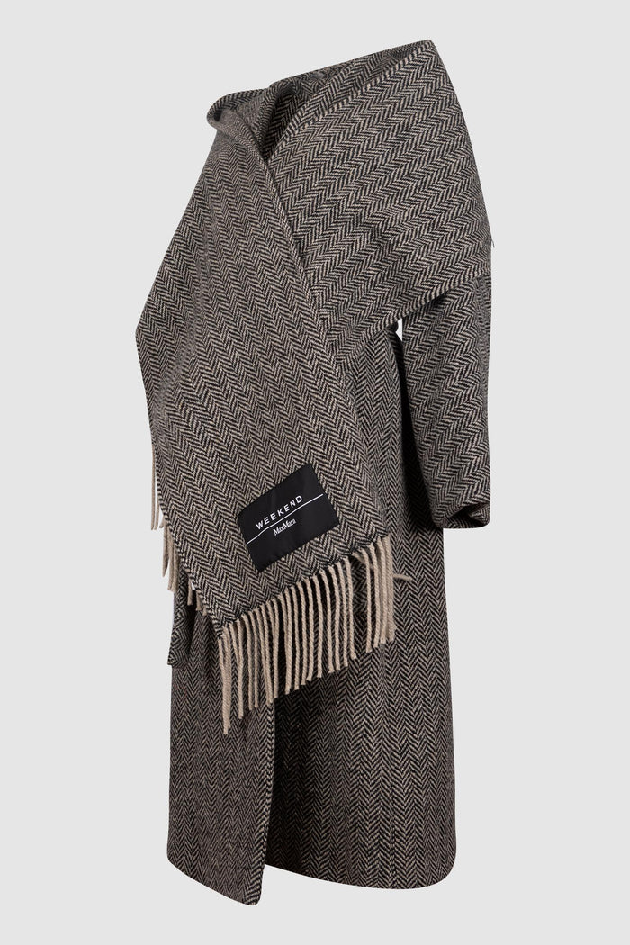 Cappotto a Spina di Pesce con Maxi Sciarpa-3