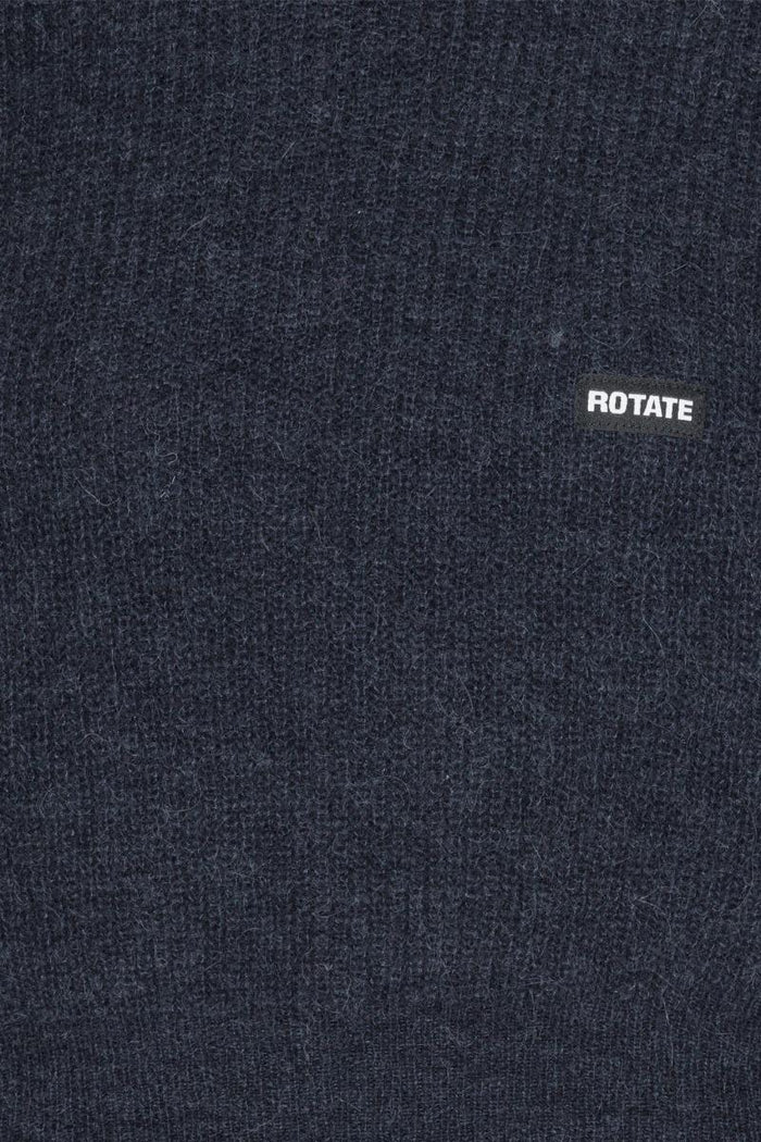 Maglia girocollo a sbuffo blu scuro-7