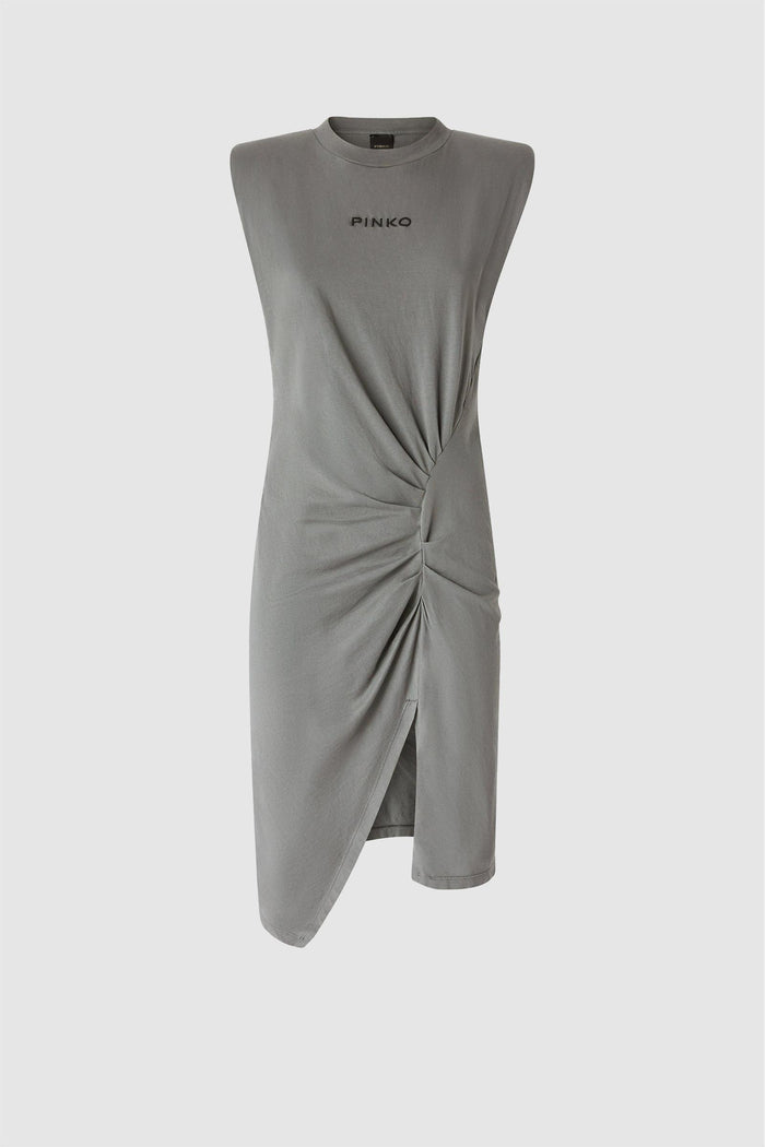 Abito midi in maglia con spalle imbottite