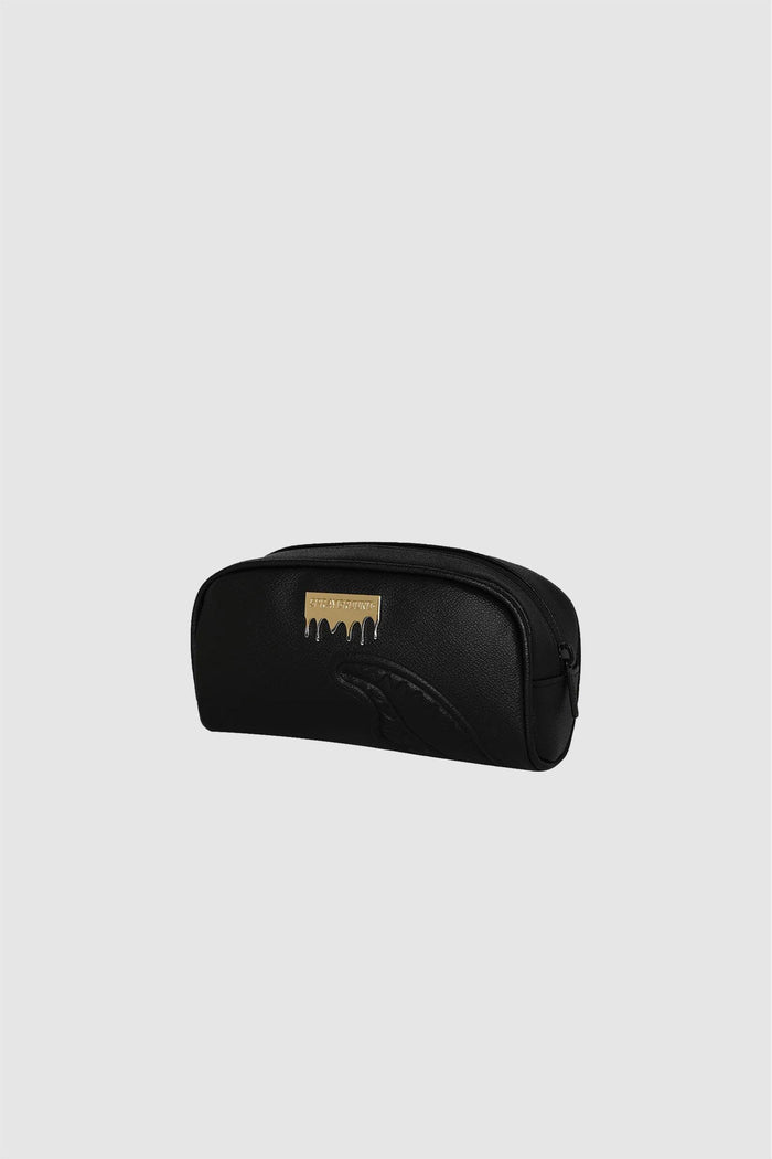 SILVER SIDE DRIP BLACK CHECK PENCIL POUCH-3