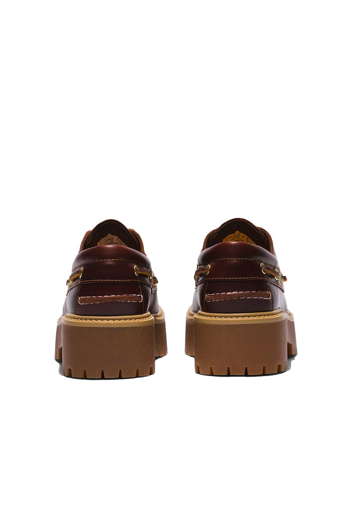 Scarpa da Barca con Plateau Stone Street da Donna in marrone scuro-3
