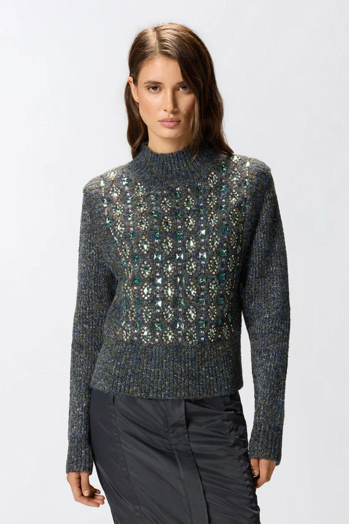 Cardigan con trecce e ricamo gioiello-6