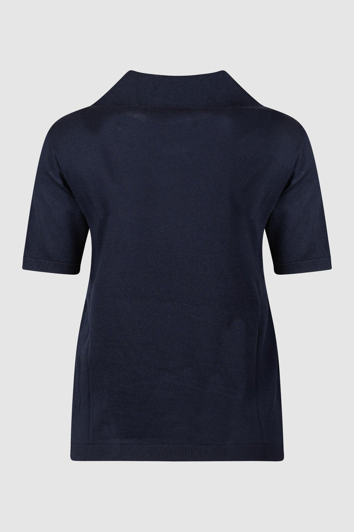 Maglia in filato di seta e cotone - Blu-2